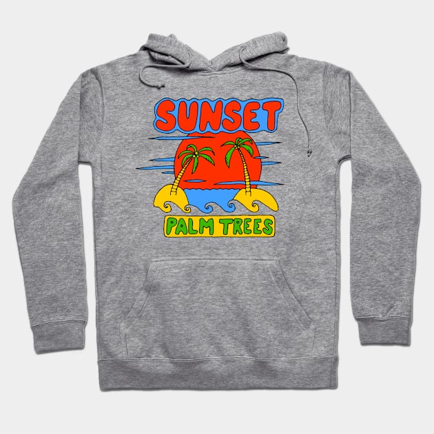 Sunset palm trees Hoodie by HanDraw